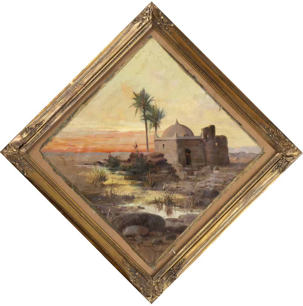 HERMANN DAVID SALOMON CORRODI (Frascati, 1844 - Rome, 1905): Sunset on Nile