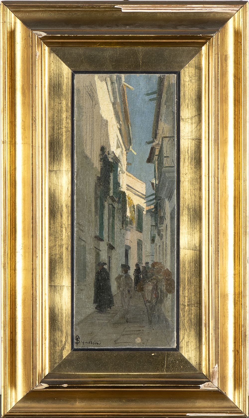 TELEMACO SIGNORINI (Florence, 1835 – 1901): Village alley - Image 2 of 2