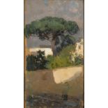 EDUARDO DALBONO (Naples, 1841 – 1915): Landscape with houses and tree