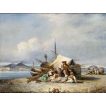 CONSALVO CARELLI (Naples, 1818 - 1900): Fishermen family in Naples