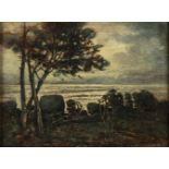 GINO ROMITI (Livorno, 1881 - 1967): Twilight landscape on the sea