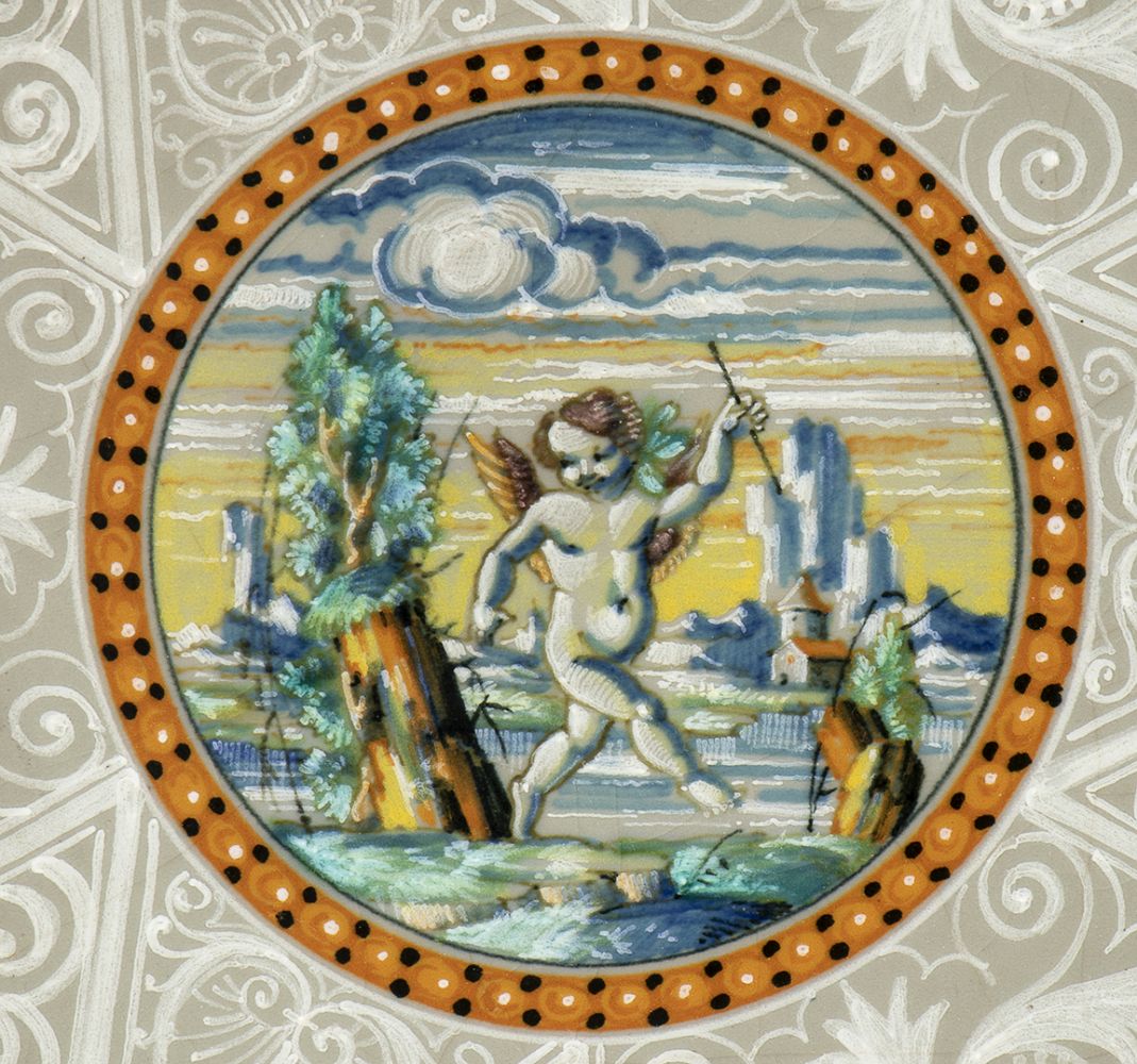 MOLARONI - PESARO: Plate with putto - Image 2 of 3