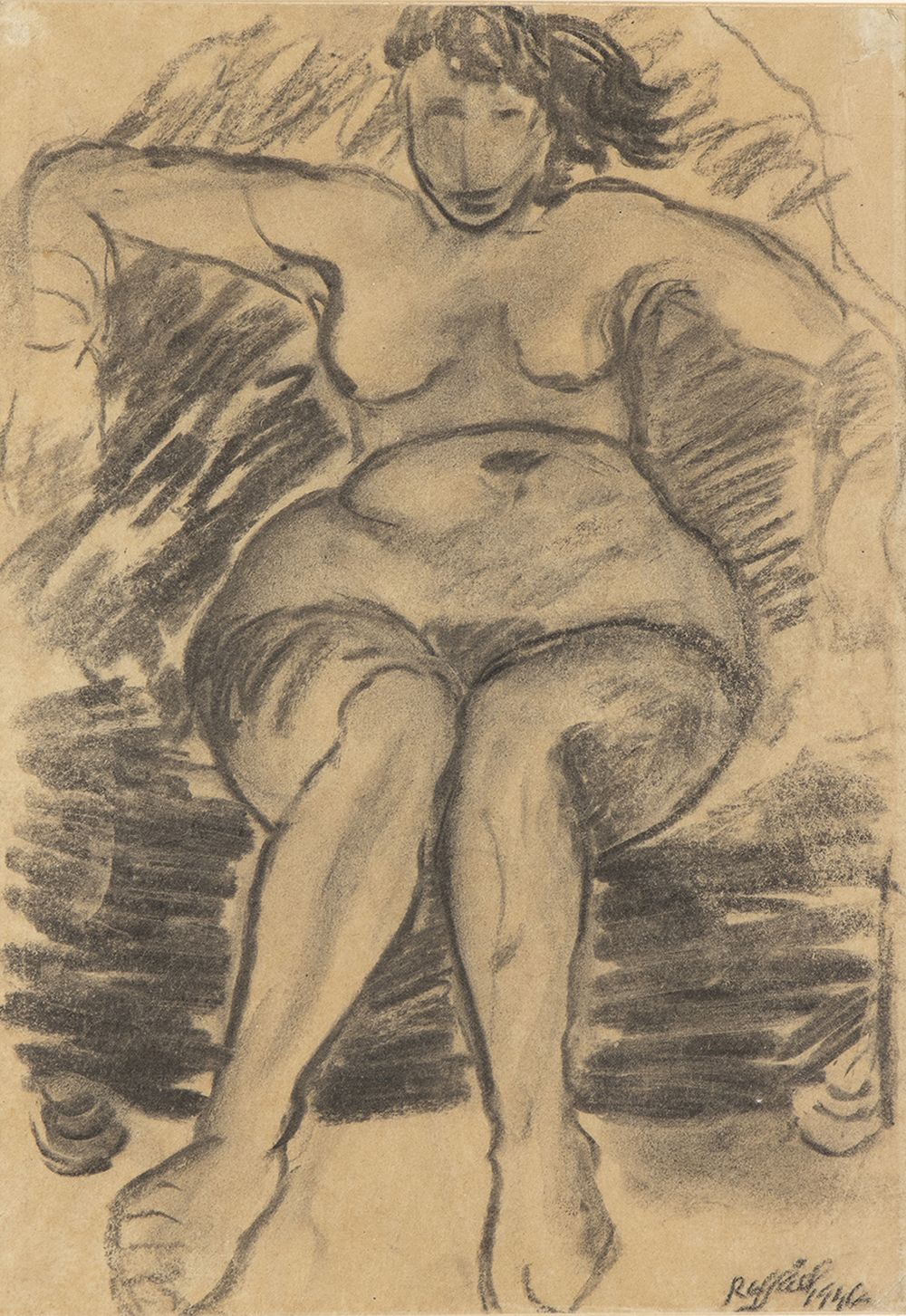 ANTONIETTA RAPHAËL (Kaunas, 1895 - Rome, 1975): Seated nude, 1946