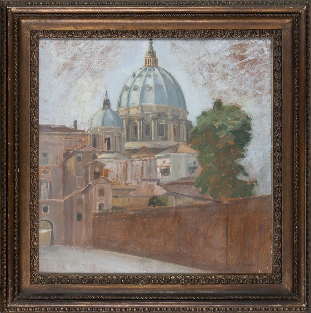 CARLO SOCRATE (Mezzana Bigli, 1889 - Rome, 1967): View of St. Peter's Basilica, 30's ca. - Image 2 of 3