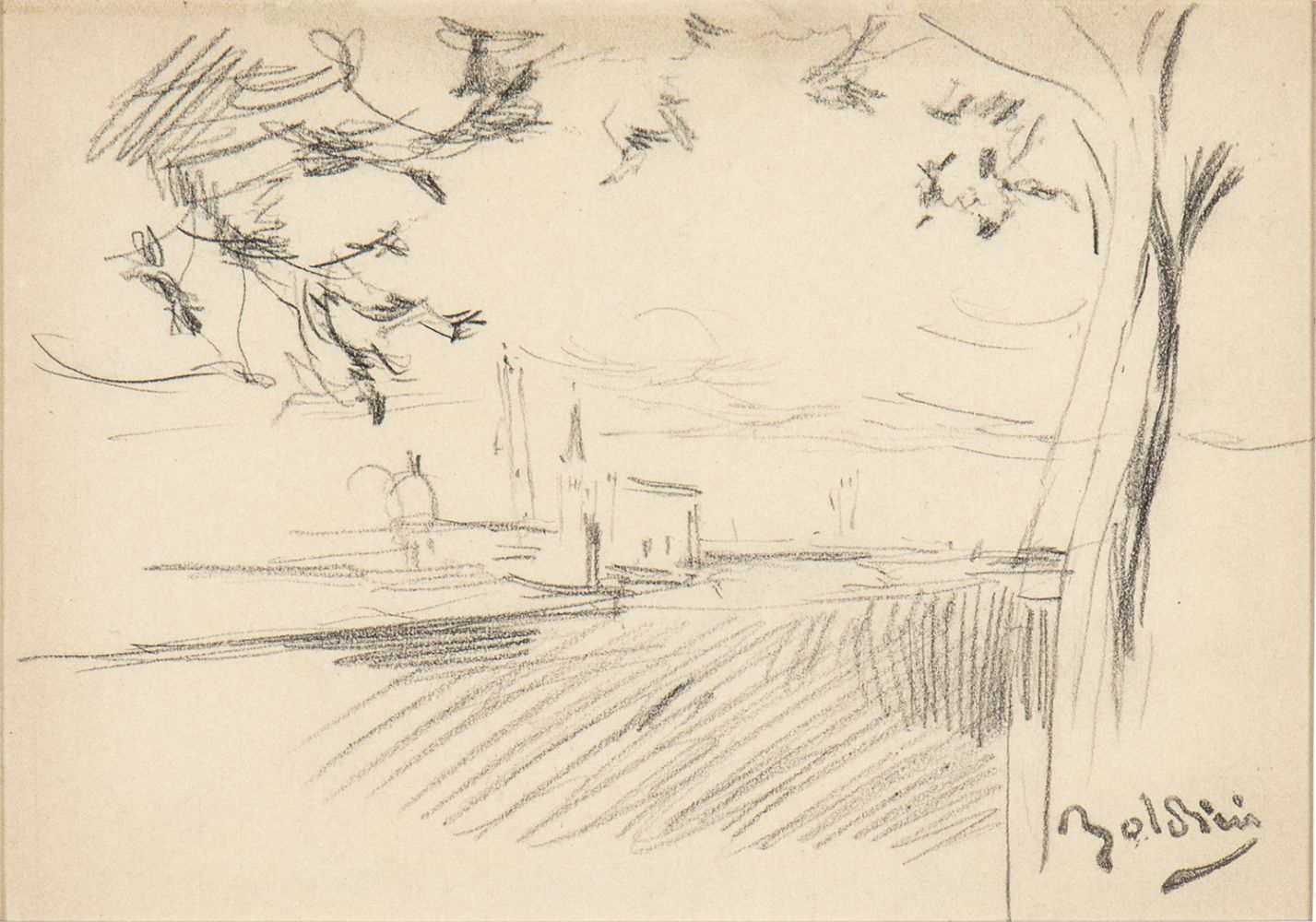 GIOVANNI BOLDINI (Ferrara, 1842 - Paris, 1931): View of a cathedral