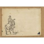 GIORGIO DE CHIRICO (Volo, 1888 - Rome, 1978): Study of figure on horseback, late 40's