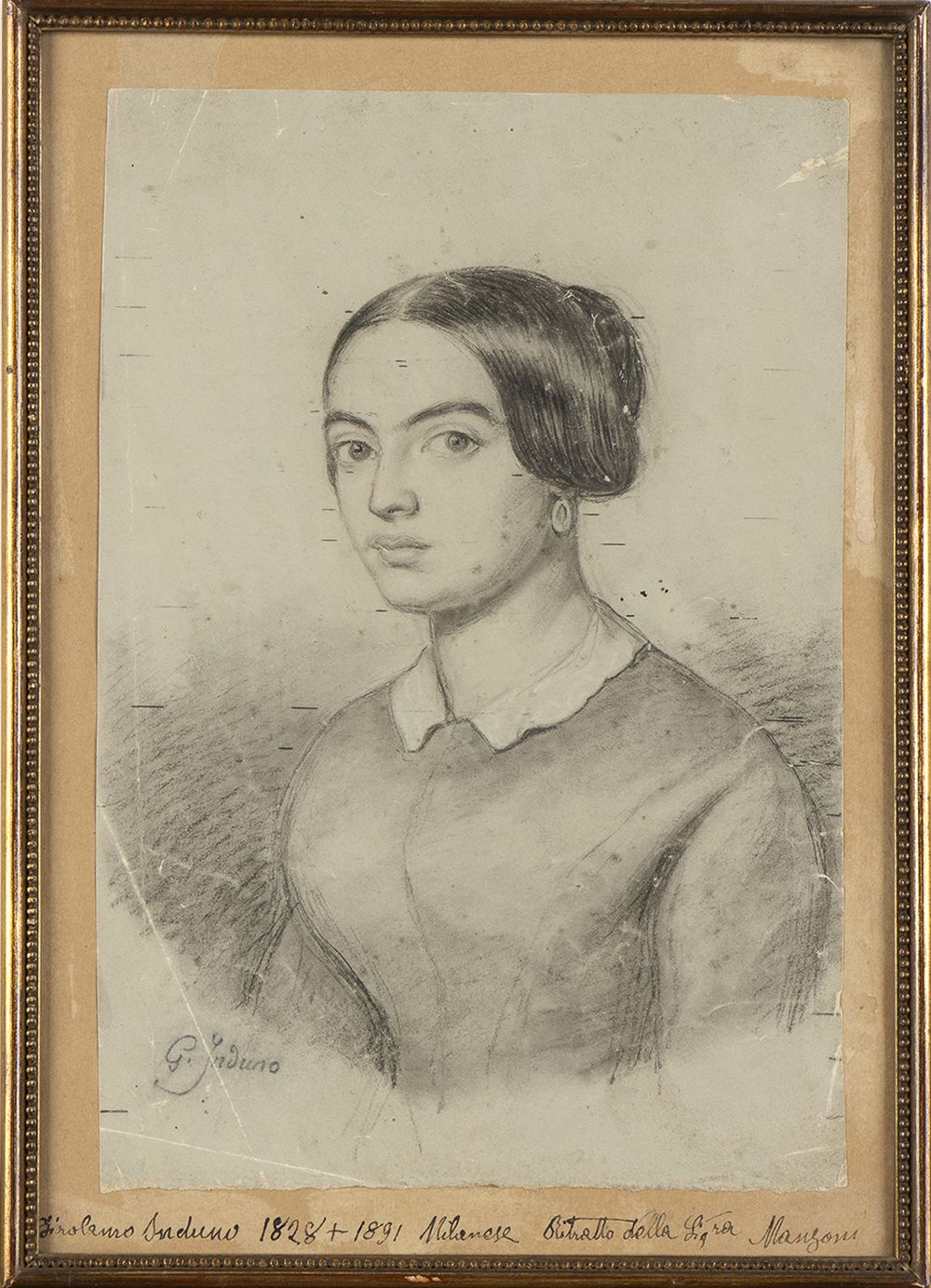 GEROLAMO INDUNO (Milan, 1825 - 1890): Portrait of Lady Manzoni