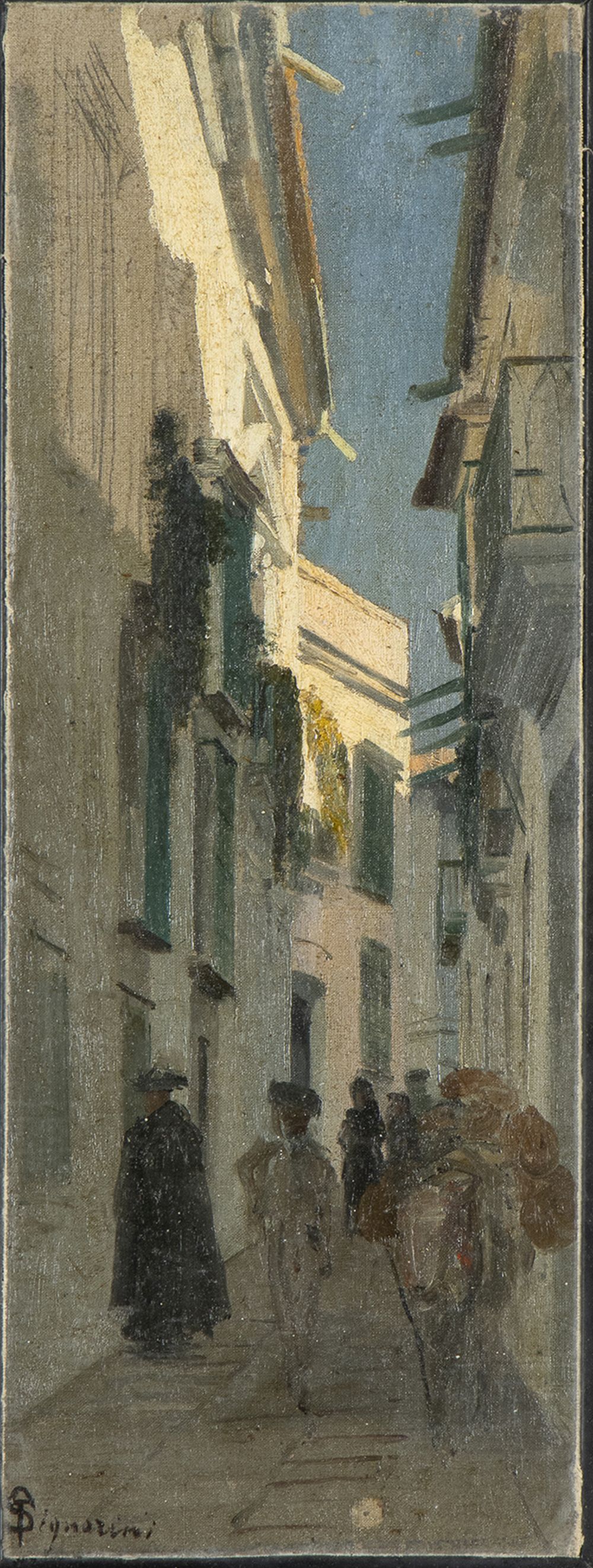 TELEMACO SIGNORINI (Florence, 1835 – 1901): Village alley