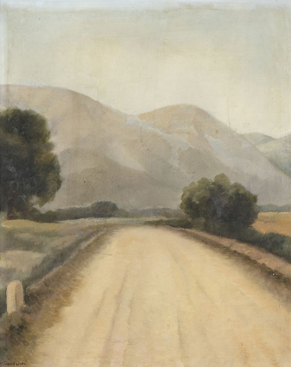 FRANCESCO TROMBADORI (Siracusa, 1886 - Rome, 1961): View of country trail, 1924/26 ca.