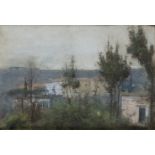 GIUSEPPE CASCIARO (Ortelle, 1863 - Naples, 1941): Landscape with view on the sea