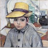 BACCIO MARIA BACCI (Florence, 1888 - 1974): Portrait of a young boy with straw hat