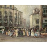 VINCENZO MIGLIARO (Naples, 1858 - 1938): Wedding party