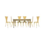 Dining table and set of six chairs