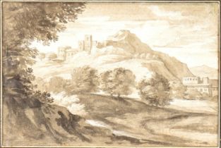 Alessio De Marchis (attribuito a) Landscape with river and castle in the background