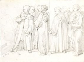 Alessandro Guardassoni Preparatory study for the right-hand figures in the painting 'Pier Capponi te