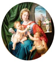 Raffaello Sanzio (seguace di) The Madonna and Child with Saint John