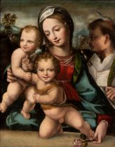 Artista senese, XVI secolo Madonna and Child with the Infant Saint John and Saint Peter Martyr