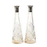 Pair of French cut glass and silver bottles - Paris early 20th century, mark of GUSTAVE MARTIN