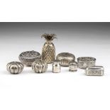 Lot of nine small silver boxes - Burma, 19th - 20th century