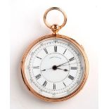 English Victorian 18k gold pocket watch, chronograph 1/5 centre seconds - London 1879