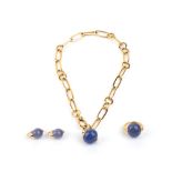 POMELLATO, Luna collection: necklace bracelet and a pair of earrings in gold and chalcedony