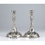 Pair of Italian silver candlesticks - 18th century
