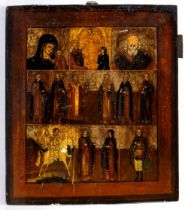 Russian icon depicting Our Lady of Kazan and saints 19th century