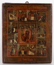 Russian icon depicting the Twelve great feasts 19th century