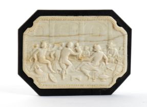 Carved ivory plaque depicting a banquet Late 18th century