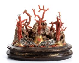 An Italian carved coral, Nativity scene - Trapani, early 20th century