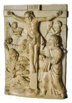 Carved ivory relief depicting the Crucifixion of Christ Burgundy, 17th century