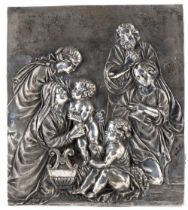 Silver plaque with Holy Family and Saints Rome, early 19th century