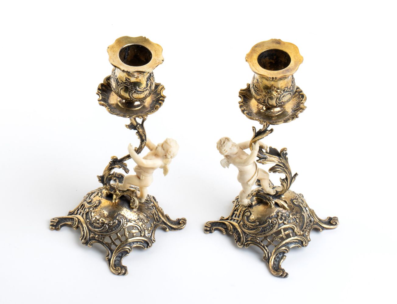 A pair of silver and ivory candlesticks Germany, late 19th century, Hanau (?) - Image 2 of 10