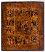 Russian icon depicting the Twelve great feasts 19th century