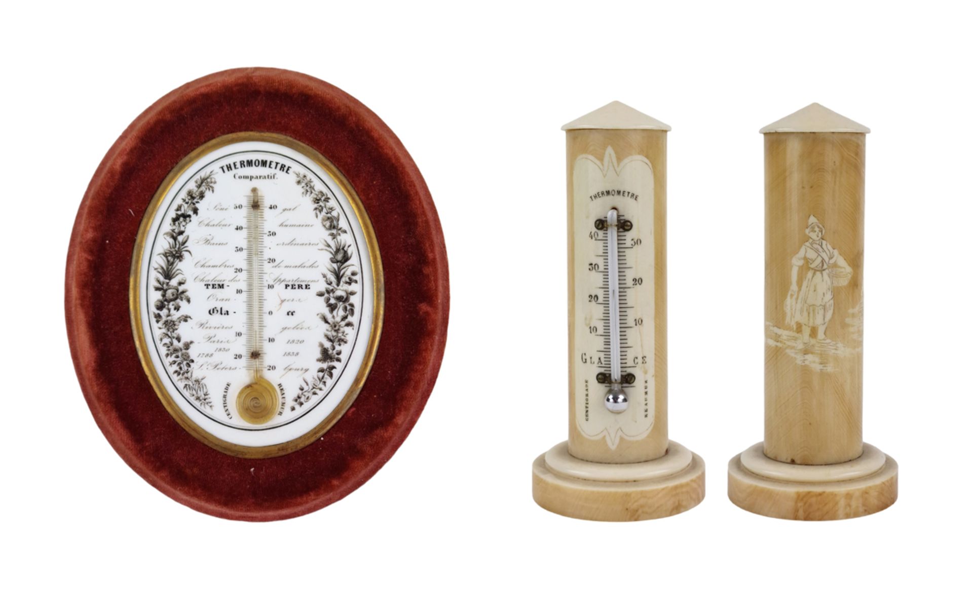 SUITE DE DEUX THERMOMETRES XIXème SIECLE