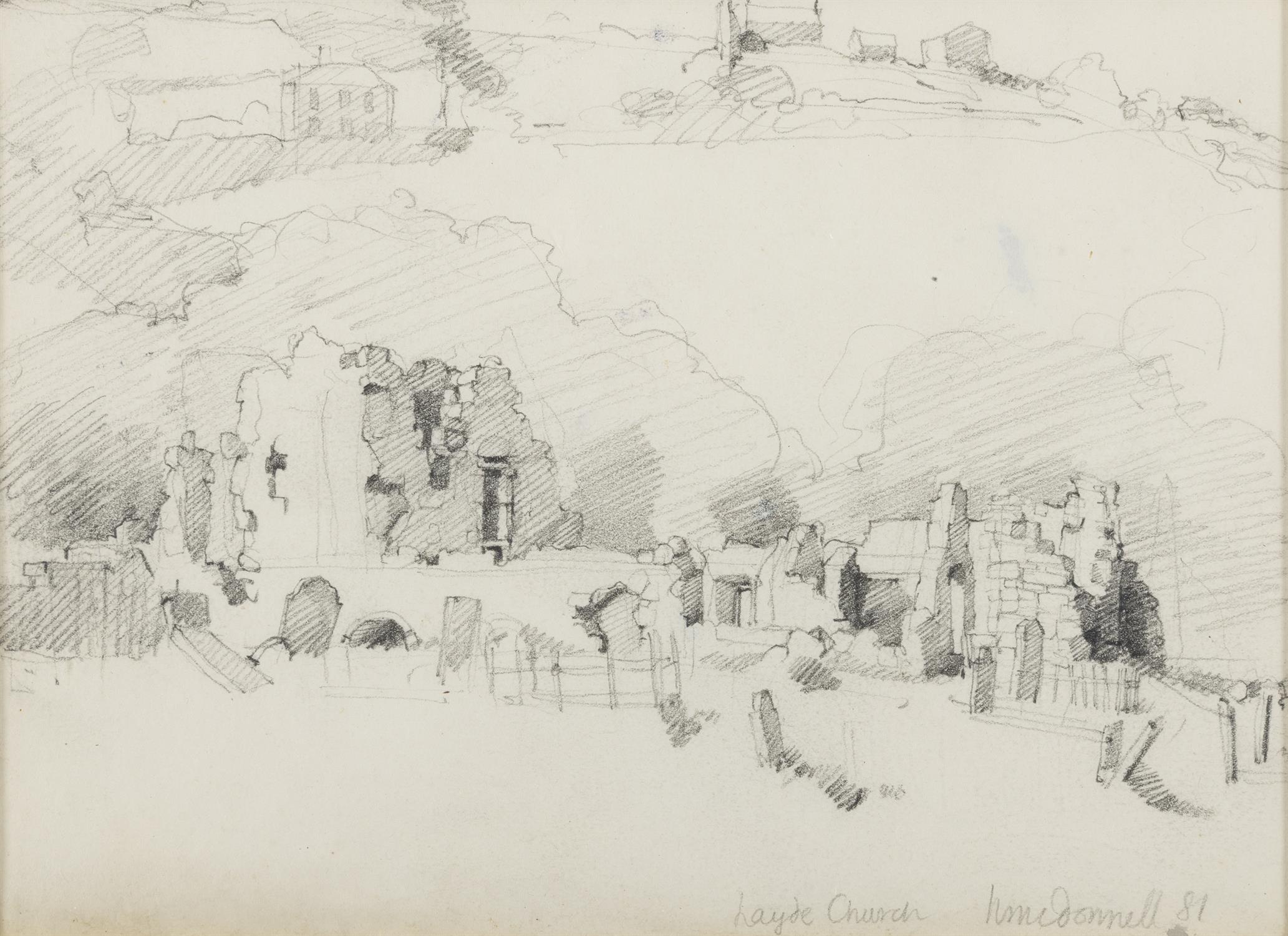 Hector McDonnell RUA (b.1947) Layde Church Pencil, 13.5 x 19cm Signed, inscribed and dated