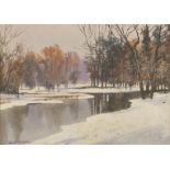 John Skelton (1925-2009) Winter Reflections Watercolour, 25.5 x 36cm Signed Provenance: