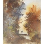 John Skelton (1925-2009) Autumn Walk, Pheonix Park Watercolour, 16 x 14cm Signed
