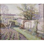 Rose Brigid Ganly HRHA (1909 - 2005) Walled Garden Oil on canvas, 37.5 x 45cm Signed with