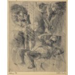 Michael Kane (b.1935) Figures in Park Etching, 27 x 21cm Signed and dated (19)'73 Artist