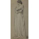 John Luke RUA (1906-1975) Statuesque Draped Figure Study Pencil and bodycolour, 37 x 16.