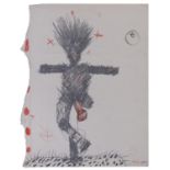 MICHAEL MULCAHY (b.1952) Crucifixion Wax crayon and graphite, 51 x 37cm Signed and dated (19)'78