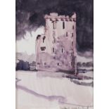 Hector McDonnell RUA (b.1947) Castle Watercolour, 14 x 10cm Signed