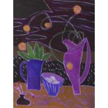 JANE O'MALLEY (B.1944) Still Life, Lanzarote Gouache on paper, 40 x 29.5cm Signed and dated 2000