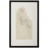 John Luke RUA (1906-1975) Female Nude Seated Figure Study Pencil, 33 x 16.6cm
