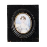 ENGLISH SCHOOL 19TH CENTURY Miniature Portrait of a Lady Wearing a Tiara Oval, 8 x 6.7cm