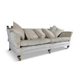 A 'DURESTA' TRAFALGAR PATTERN COUCH with dropsides covered in pale gold velvet material,