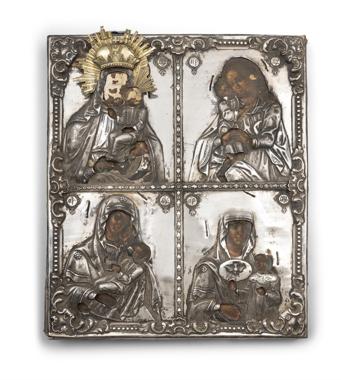 A RUSSIAN SILVER ICON, MOSCOW 1852 84 zoltniks, marker's mark 'E. A', assayer's mark of Andrey