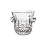 A SAINT LOUIS CRYSTAL ICE BUCKET the body with almond cuts and diamond fluting with two button