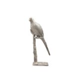 A SILVER MODEL OF A PARROT PERCHED ON A BRANCH, London c.1901, maker's mark of William Moering,